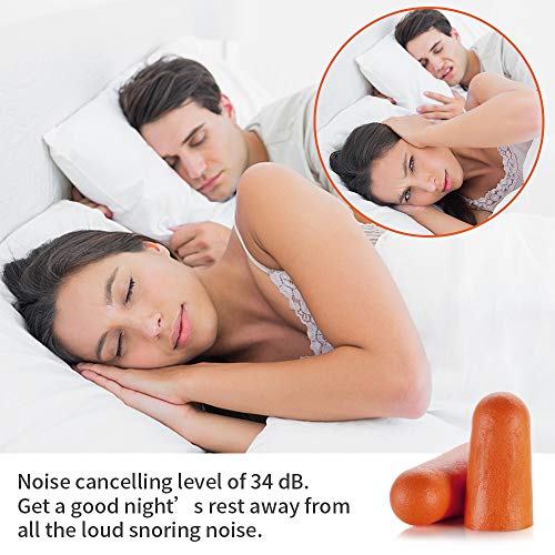 Tapones Oídos Espuma Uktunu 64 Pares de Suaves Tapones Oidos que Bloquean los Ruidos Protectores Auditivos con Estuche SNR 34 dB para Dormir, Estudiar, Viajar