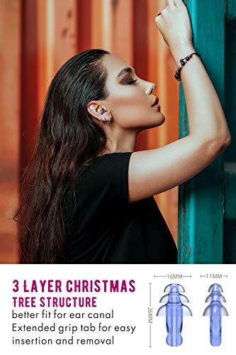 Tapones para los oídos, Eargrace 3 pares Tapones para los oídos para reducción de ruido,Perfecto para Side Sleeper, Tapones para los oídos de silicona ultra suave para dormir, roncar, trabajar, viajar