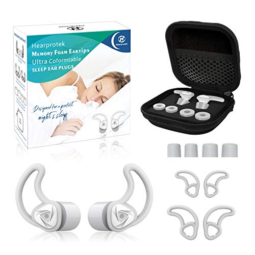 Tapones para los oídos para dormir, 33db Hearprotek Cancelación de ruido Bloqueo de sonido Tapones para los oídos para dormir para dormir de lado, ronquidos, trabajo(Blanco)