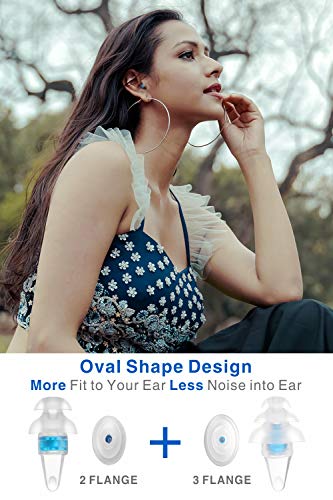 Tapones para los oídos para dormir, Eargrace 2 pares Forma oval Tapones para los oídos con reducción de ruido Tapones para los oídos de silicona suave ultraconfortables para dormir, trabajar (Azul)