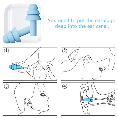 Tapones para los oídos reutilizables de silicona - Tapones para los oídos con reducción de ruido ultracómodos para dormir, nadar, conciertos y aviones