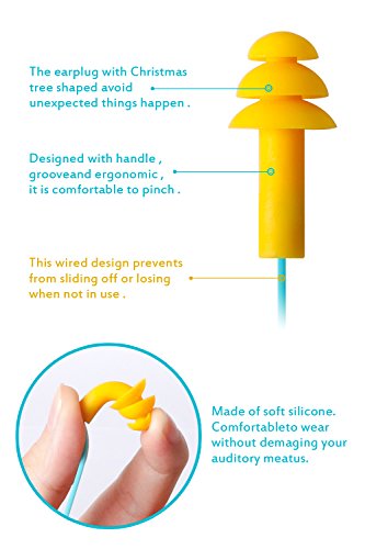 Tapones para oídos de silicona, paquete de 6 tapones para los oídos a prueba de agua de gel de silicona para nadar o dormir