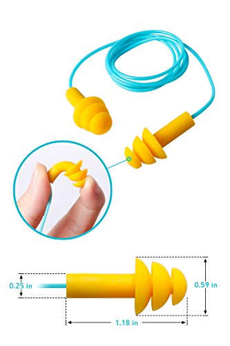 Tapones para oídos de silicona, paquete de 6 tapones para los oídos a prueba de agua de gel de silicona para nadar o dormir