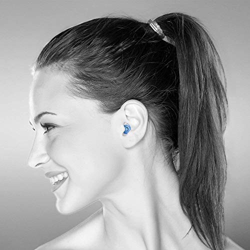 Tapones protectors de oído Senner MusicPro con caja de aluminio. 2 tamaños proporcionados. Para un uso prolongado y repetitivo. Ideal para conciertos, discotecas y festivals, azul / transparente