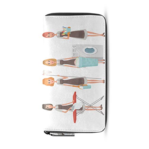 Tareas domésticas Trabajo duro Pasaporte largo Embrague Monederos Cremallera Monedero Bolsa Bolso Organizador de dinero Bolsa Titular tarjeta de crédito para dama Mujer Chica Hombre Regalo de viaje