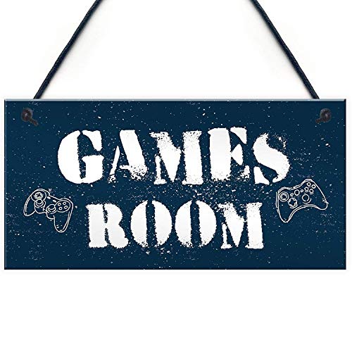 Tarfy Gift For Him Games Room Boys Bedroom Gift For Son Husband Placa de Madera Colgante de Pared Arte Decorativo para el hogar casa Bar café té Barbacoa Tienda