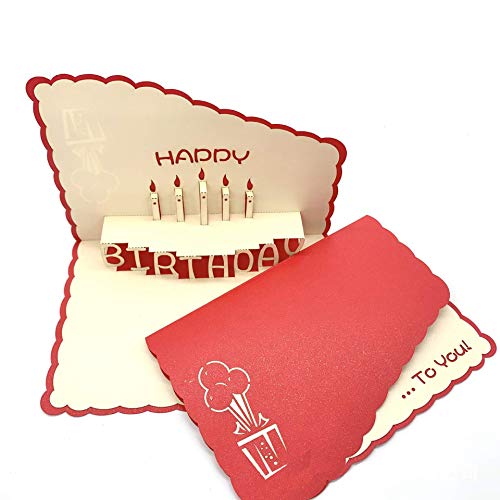 Tarjeta de cumpleaños 3D, diseño de caja de regalo, tarjetas de felicitación de cumpleaños con vela especial tarjeta de cumpleaños regalo (feliz cumpleaños)