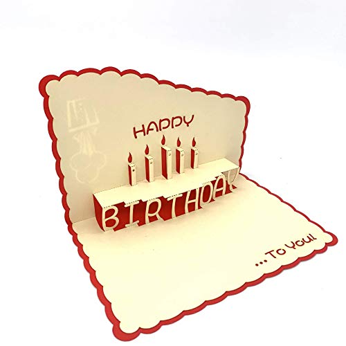 Tarjeta de cumpleaños 3D, diseño de caja de regalo, tarjetas de felicitación de cumpleaños con vela especial tarjeta de cumpleaños regalo (feliz cumpleaños)
