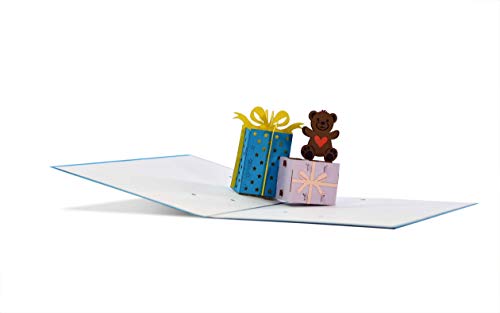 Tarjeta de cumpleaños con regalos en 3D y oso de peluche, tarjeta de felicitación para cumpleaños, idea de regalo para niños y regalos de dinero, G20