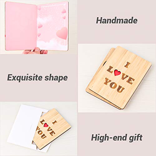 Tarjeta de Felicitación de Madera, Tarjeta de Felicitación, Tarjeta Felicitacion Hecha a Mano, con Sobres, las Mejores Ideas para Regalos para Cumpleaños, Bodas, san Valentín y Aniversarios (Amor)