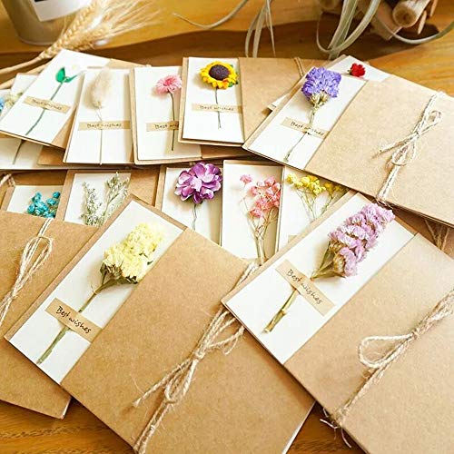 Tarjeta de Felicitación,10 Piezas Papel Kraft Retro Hecho a Mano,Sobres en Blanco Tarjetas Grande para Regalo Cumpleaños Boda Aniversario Navidad