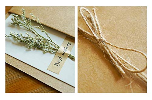 Tarjeta de Felicitación,10 Piezas Papel Kraft Retro Hecho a Mano,Sobres en Blanco Tarjetas Grande para Regalo Cumpleaños Boda Aniversario Navidad