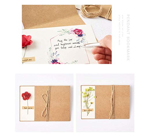 Tarjeta de Felicitación,10 Piezas Papel Kraft Retro Hecho a Mano,Sobres en Blanco Tarjetas Grande para Regalo Cumpleaños Boda Aniversario Navidad