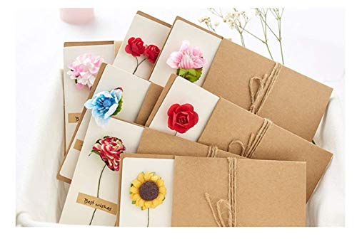 Tarjeta de Felicitación,10 Piezas Papel Kraft Retro Hecho a Mano,Sobres en Blanco Tarjetas Grande para Regalo Cumpleaños Boda Aniversario Navidad