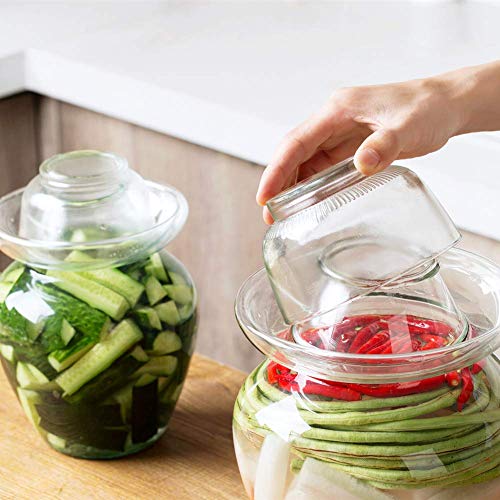 Tarro de fermentación, Tarro de fermentación de Vidrio Tradicional con Tapa Haga chucrut, Kimchi, encurtidos o Cualquier alimento fermentado