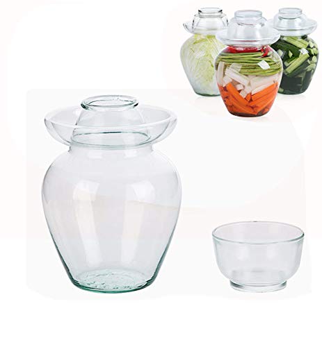 Tarro de fermentación, Tarro de fermentación de Vidrio Tradicional con Tapa Haga chucrut, Kimchi, encurtidos o Cualquier alimento fermentado