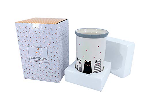 Tarro para Utensilios de Cocina de cerámica, Soporte para Utensilios de Cocina 16 x 11 cm, con Diseño de Gatos, Regalo Gato para Amantes de los Gatos
