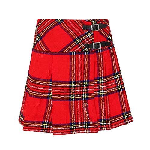 Tartanista - Kilt/Minifalda Escocesa con Correas - 41,9 (16,5") - Royal Stewart - Rojo - EU46 UK18