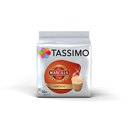 Tassimo Café Marcilla Café Selección - Marcilla Café con Leche/Cortado/Espresso/Café Largo/Espresso Descafeinado Cápsulas de Café - 5 Paquetes (80 Porciones)