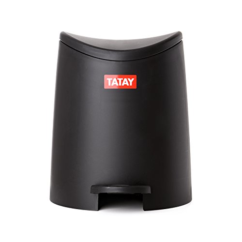 TATAY 4470027 - 3L Pequeño Cubo de baño con Apertura a Pedal, Negro, 19x22.1x0.41 cm
