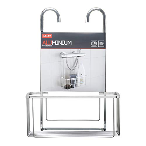 Tatay Cesta organizadora de Ducha con Colgador para Grifo, Aluminium, 38.5 x 12.8 x 28 cm