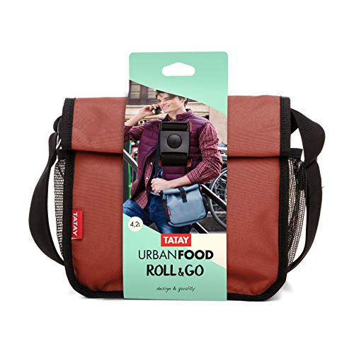 TATAY Urban Food Roll & Go Bolsa Porta Alimentos Isotérmica Enrollable, Tela, Teja, No incluye tapers, 6x22x28 cm
