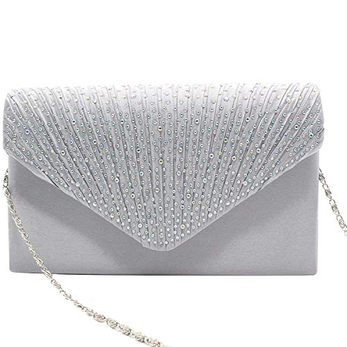 Tavie Carteras De Mano De Mujer Bolso Sobre Diamante Cristal Clutch Noche Boda Hombro Cruzado Embragues Billetera Cuerpo Cruzado Bolsas Clutches Para Baile Fiesta Novia Mujer Damas Niñas Plateado