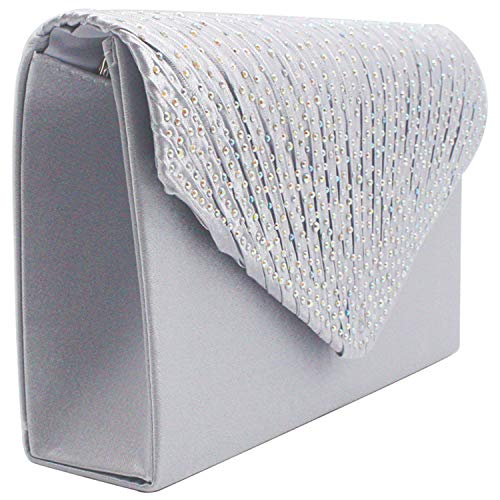 Tavie Carteras De Mano De Mujer Bolso Sobre Diamante Cristal Clutch Noche Boda Hombro Cruzado Embragues Billetera Cuerpo Cruzado Bolsas Clutches Para Baile Fiesta Novia Mujer Damas Niñas Plateado