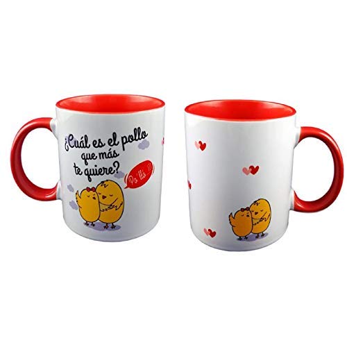 Taza Color Frase CUAL ES EL Pollo Que MAS TE Quiere PO - LLO Regalo romantico Regalo San Valentin