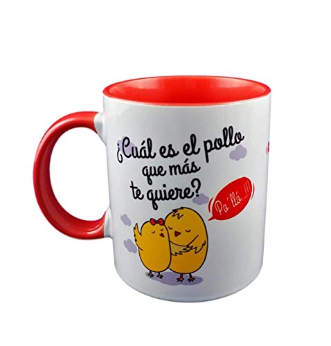 Taza Color Frase CUAL ES EL Pollo Que MAS TE Quiere PO - LLO Regalo romantico Regalo San Valentin