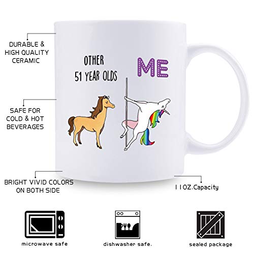 Taza de café para mujer, regalo de cumpleaños de 1968 para mujeres, 51 años de edad, regalo de cumpleaños para mamá, esposa, amiga, hermana, ella, compañera, compañero de trabajo, 325 ml