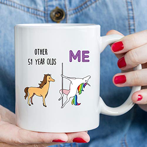 Taza de café para mujer, regalo de cumpleaños de 1968 para mujeres, 51 años de edad, regalo de cumpleaños para mamá, esposa, amiga, hermana, ella, compañera, compañero de trabajo, 325 ml