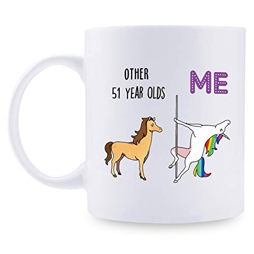Taza de café para mujer, regalo de cumpleaños de 1968 para mujeres, 51 años de edad, regalo de cumpleaños para mamá, esposa, amiga, hermana, ella, compañera, compañero de trabajo, 325 ml