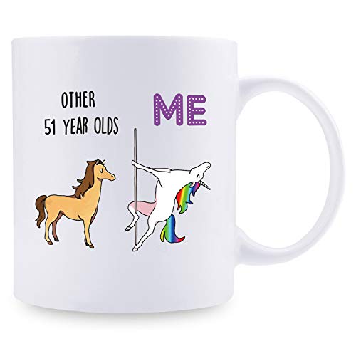 Taza de café para mujer, regalo de cumpleaños de 1968 para mujeres, 51 años de edad, regalo de cumpleaños para mamá, esposa, amiga, hermana, ella, compañera, compañero de trabajo, 325 ml