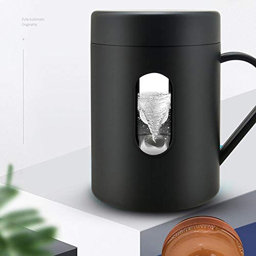 Taza de mezcla automática, taza de encordado mezclada automáticamente, taza de café magnética carcasa impermeable para café en casa oficina Latte(black)