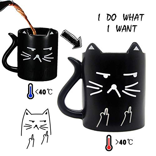 Taza gato, tazas desayuno originales, taza termosensible, taza café sensible a calor, taza Divertida con frases I Do What I Want, taza cambio color, opción regalo perfecto, taza graciosa, Onebttl-NEKO