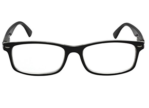 TBOC Gafas de Lectura Presbicia Vista Cansada – Graduadas +2.00 Dioptrías Montura de Pasta Bicolor Negra y Transparente de Diseño Moda para Hombre y Mujer Unisex con Lentes Aumento Leer Ver de Cerca