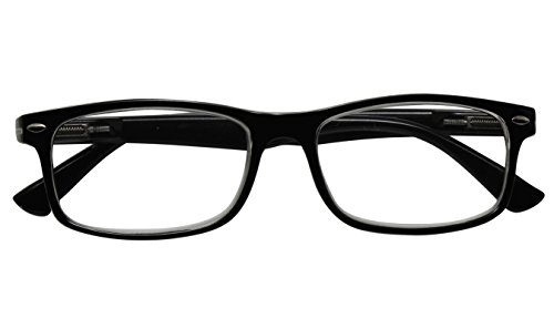 TBOC Gafas de Lectura Presbicia Vista Cansada – Graduadas +2.00 Dioptrías Montura de Pasta Bicolor Negra y Transparente de Diseño Moda para Hombre y Mujer Unisex con Lentes Aumento Leer Ver de Cerca