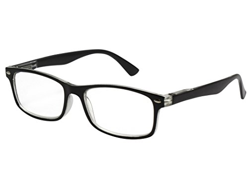 TBOC Gafas de Lectura Presbicia Vista Cansada – Graduadas +2.00 Dioptrías Montura de Pasta Bicolor Negra y Transparente de Diseño Moda para Hombre y Mujer Unisex con Lentes Aumento Leer Ver de Cerca