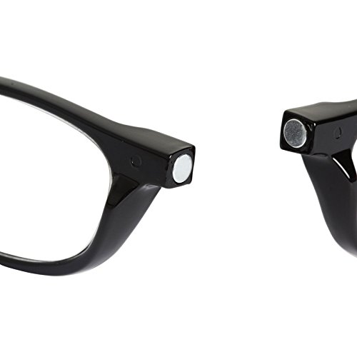 TBOC Pack: Gafas de Lectura Presbicia Vista Cansada – (Dos Unidades) Graduadas +2.00 Dioptrías Montura Negra Hombre Mujer Imantadas Plegables Lentes Aumento Leer Ver Cerca Cuello Imán