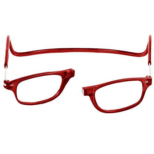 TBOC Pack: Gafas de Lectura Presbicia Vista Cansada – (Dos Unidades) Graduadas +3.00 Dioptrías Montura Burdeos y Negra Hombre Mujer Imantadas Plegables Lentes Aumento Leer Ver Cerca Cuello Imán