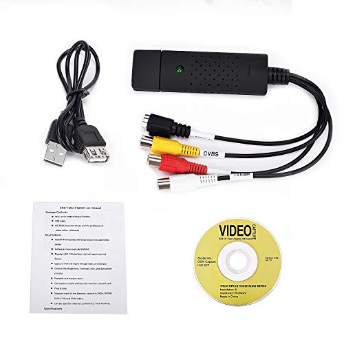 TCNEWCL Convertidor de Captura de vídeo USB, VHS a DVD Digital Grabber Grabador, Capturadora Digitalizadora de vídeo para Windows 10 8 7