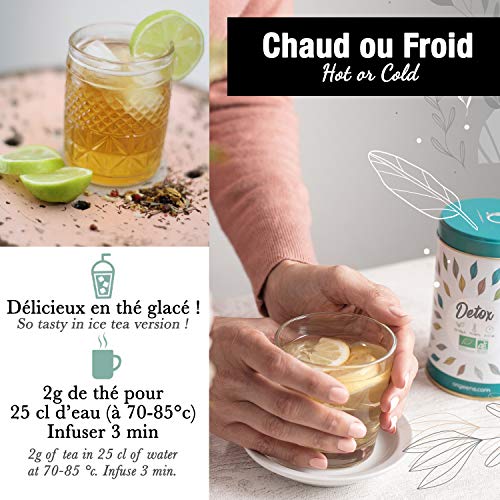 TE DETOX BIO 125g - Té suelto a base de té verde y mate certificado biológico - Tratamiento detox adelgazante 30 días