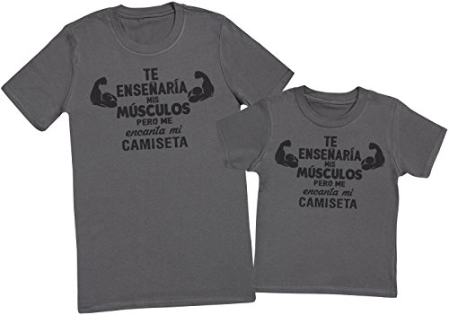 Te enseñaría mis músulos Pero me encarita mi Camiseta - Regalo para Padres e Hijos - Camiseta de niño y Camiseta de Hombre - Blanco - Medium & 3-4 años