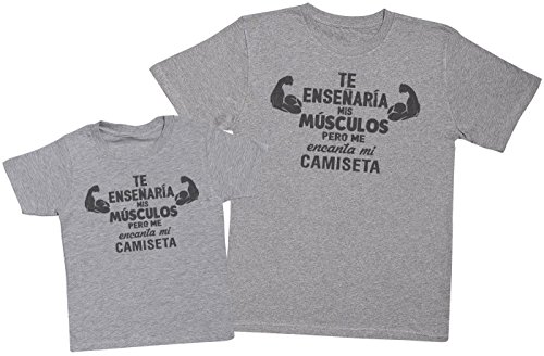 Te enseñaría mis músulos Pero me encarita mi Camiseta - Regalo para Padres e Hijos - Camiseta de niño y Camiseta de Hombre - Blanco - Medium & 3-4 años