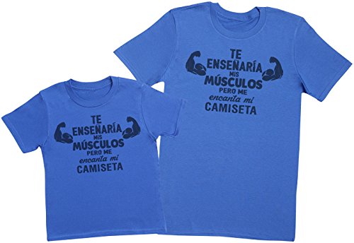 Te enseñaría mis músulos Pero me encarita mi Camiseta - Regalo para Padres e Hijos - Camiseta de niño y Camiseta de Hombre - Blanco - Medium & 3-4 años