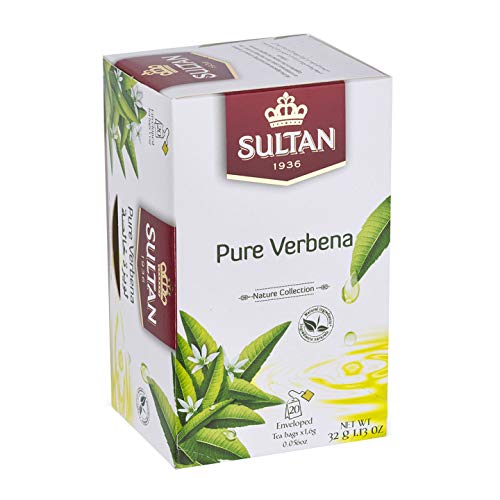 TÉ SULTAN Verbena pura, tés marroquíes a base de hierbas (Paquete individual - 20 bolsitas de té)