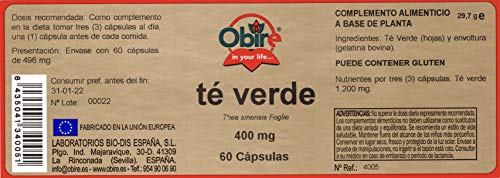 Té verde 400 mg. 60 cápsulas