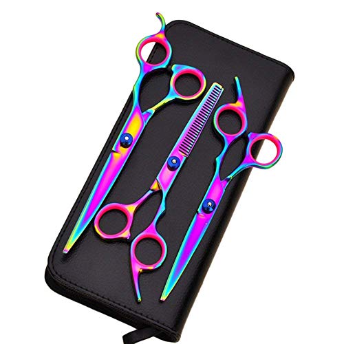 Teabelle Tijeras para la preparación del Perro Colorido Conjuntos de Corte de Pelo de Mascota 4 Kits de Tijeras curvadas Aseo de Mascotas (Punto)