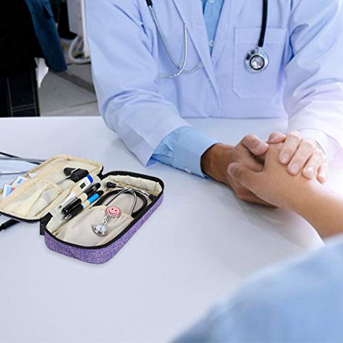 Teamoy estuche para estetoscopio, Bolsa de transporte compatible con el estetoscopio Littmann de 3M, linterna medica, Martillo neurológico y otros accesorios, Púrpura